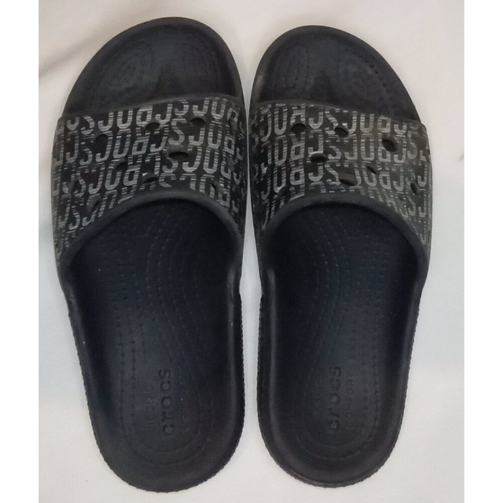 Crocs Logo Slides "Logo Motion" Black Size J1